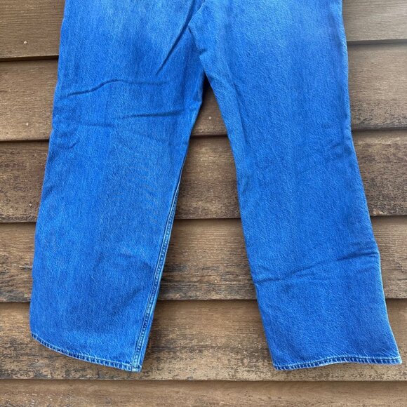 Madewell Womens Low-Slung Baggy Jeans Size 31 Blue Denim With Black Side Stripes - Picture 11 of 14